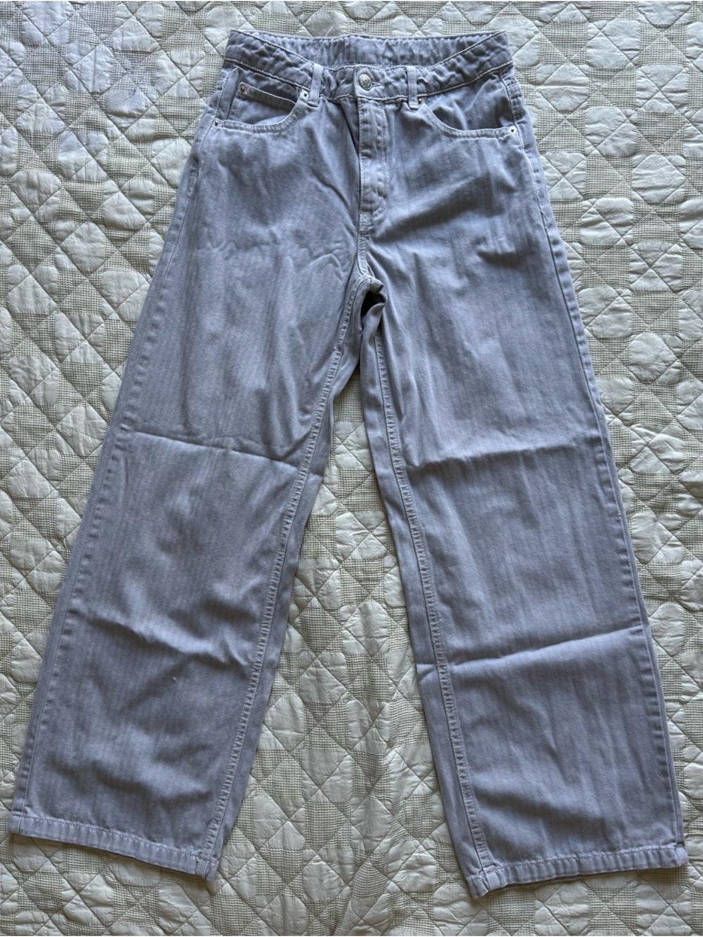Zara Light Grey Wide Leg Jeans